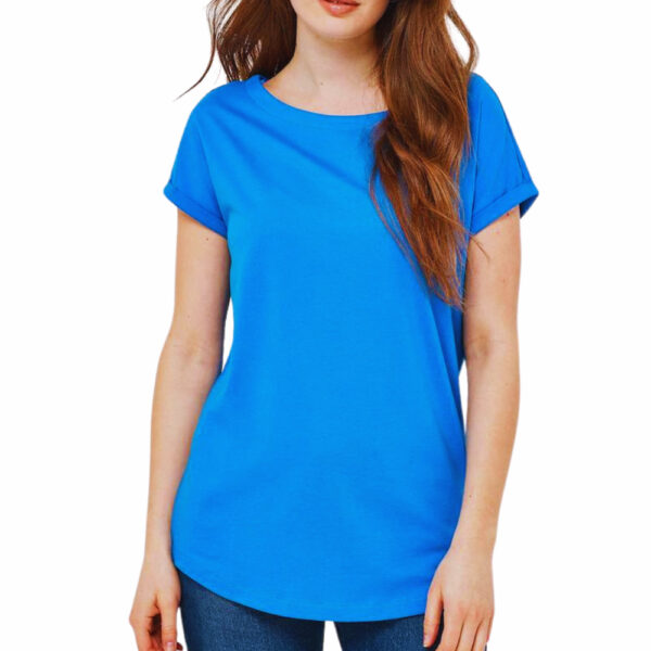 Round Neck Cap Sleeve 100% Cotton T-Shirt