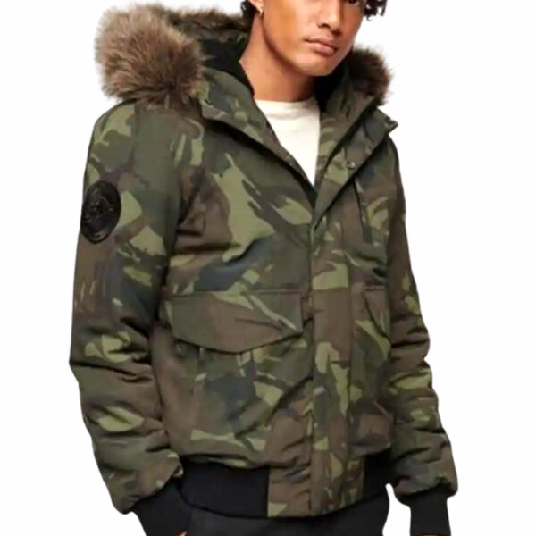 Camo Hooded Everest Puffer Bomber Jacket