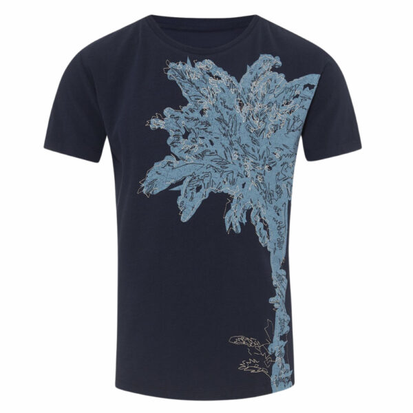 Midnight Navy Embroidery Palm Tree Classic Fit T-Shirt