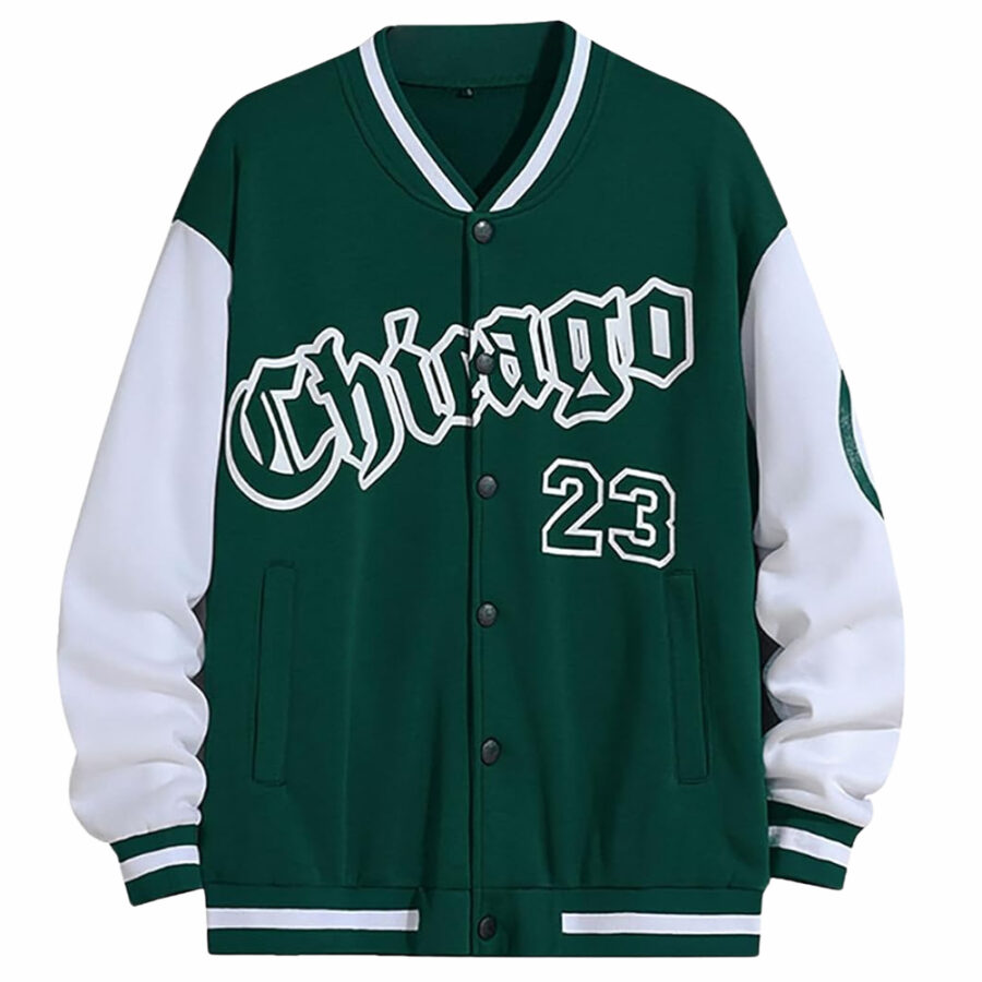 Men's Vintage Varsity Jacket Casual Letter Print Patchwork Baseball Jacket