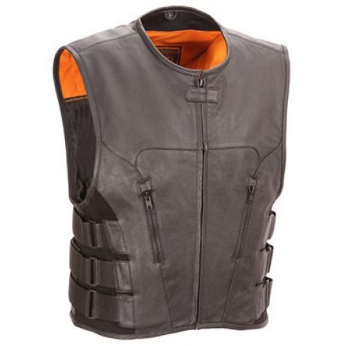 Black Leather Jacket Without Sleeves